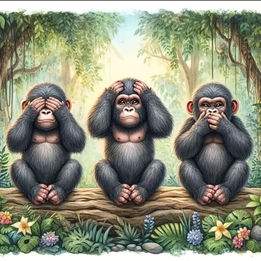 11.8x11.8 Three Charming Cute Monkeys DIY Diamond Art Painting Kit